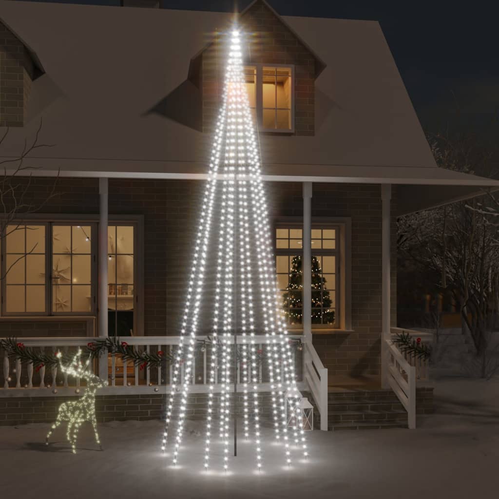 Juletre på flaggstang 732 LED kaldhvit 500 cm