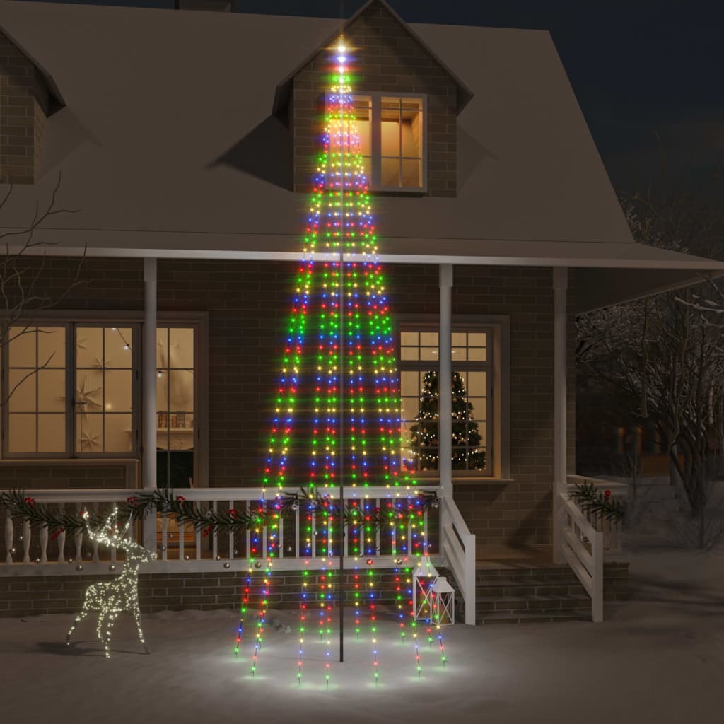Juletre på flaggstang 732 LED fargerik 500 cm