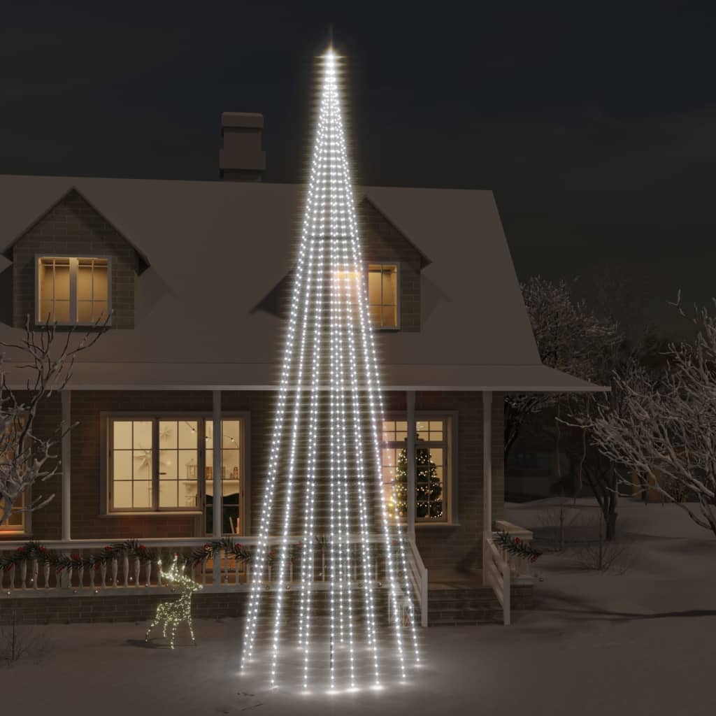 Juletre på flaggstang 1134 LED kaldhvit 800 cm