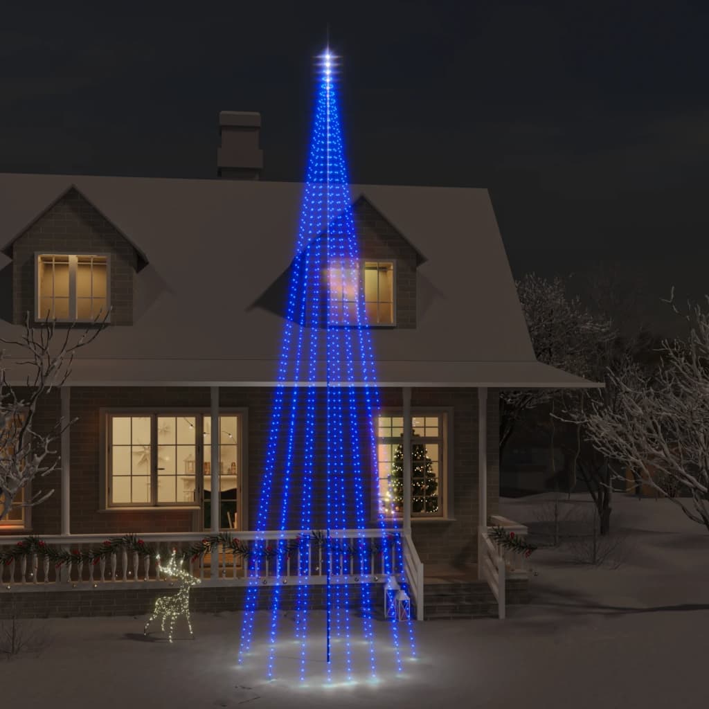 Juletre på flaggstang 1134 LED blå 800 cm