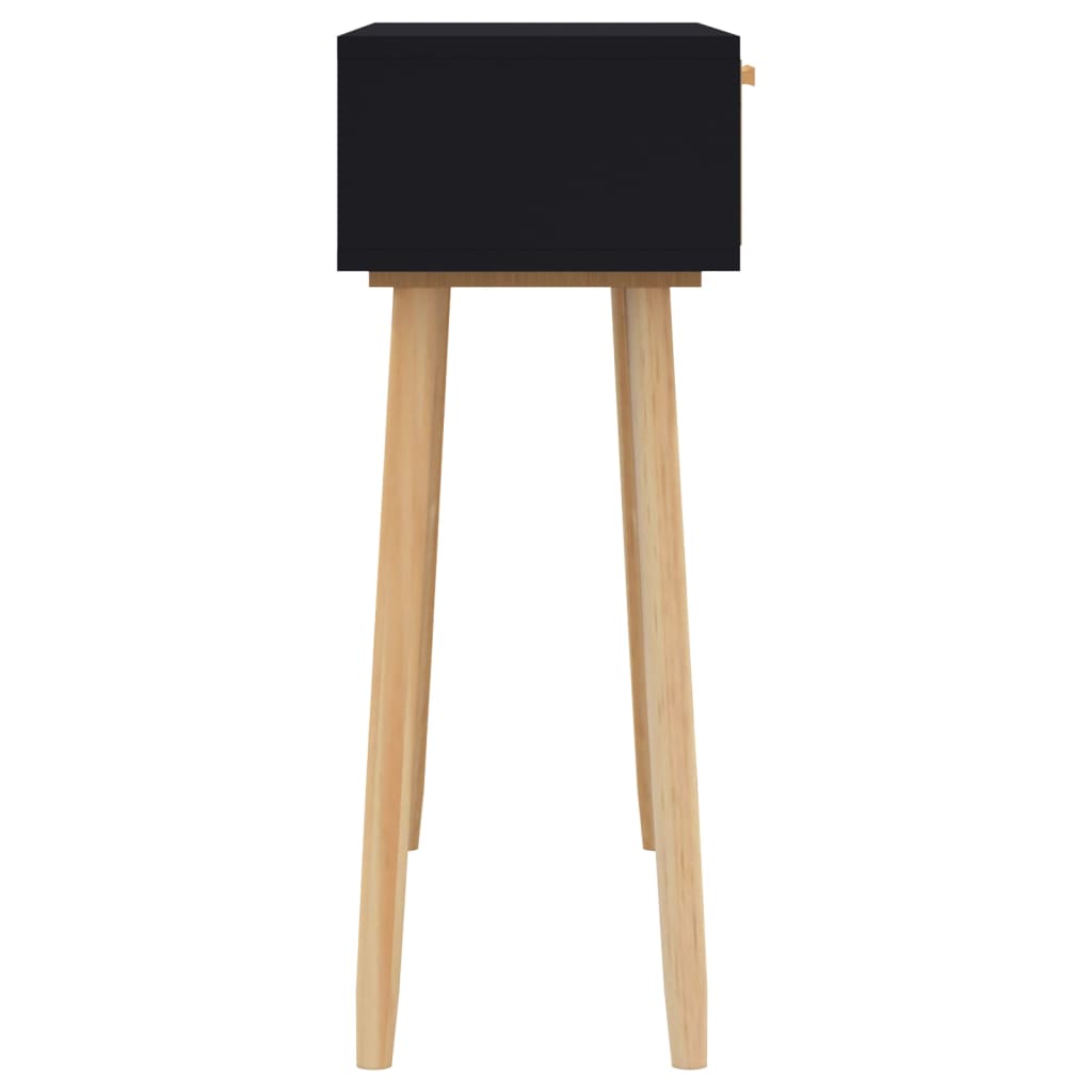 Konsollbord svart 80x30x75 cm heltre furu og naturrotting