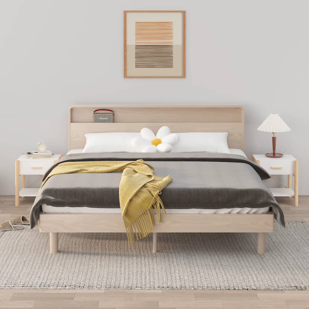 Nattbord 2 stk hvit 42x38x45 cm konstruert tre