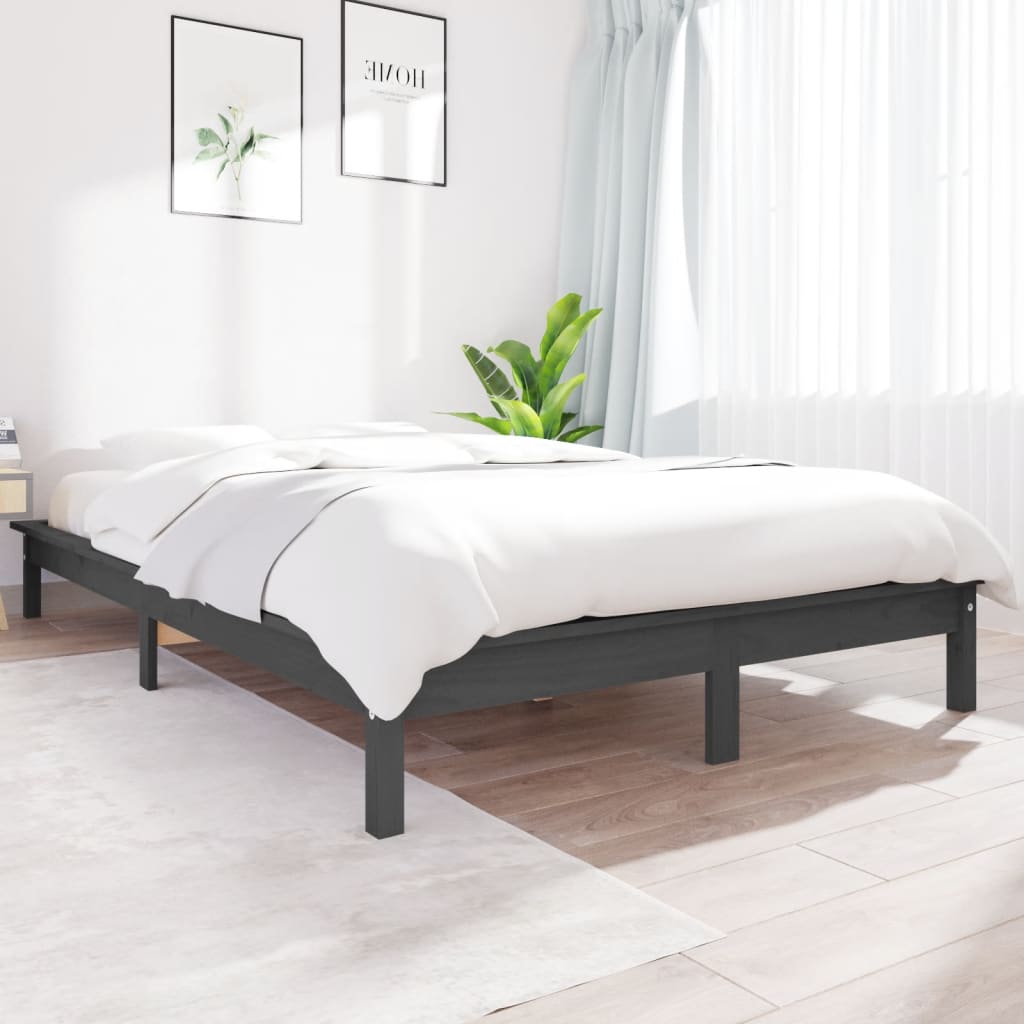 Sengeramme grå 120x190 cm heltre furu 4FT Small Double