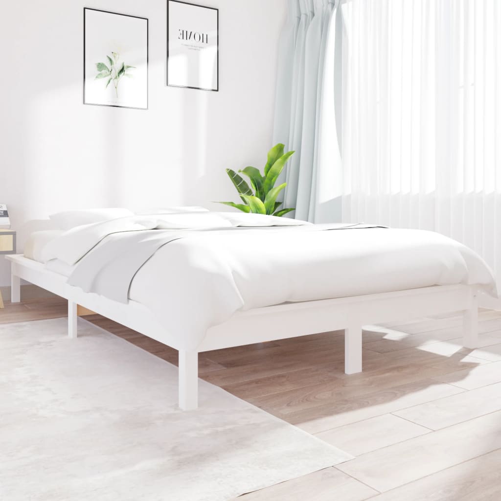Sengeramme hvit 140x190 cm heltre furu
