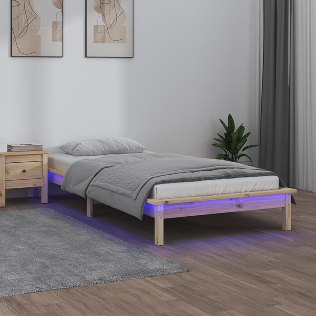 Sengeramme med LED 75x190 cm Small Single heltre