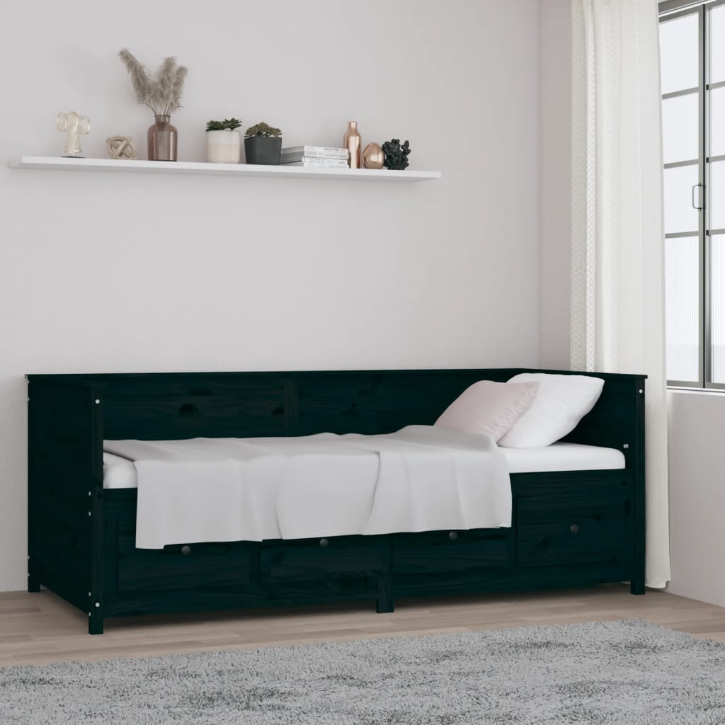 Dagseng svart 80x200 cm heltre furu