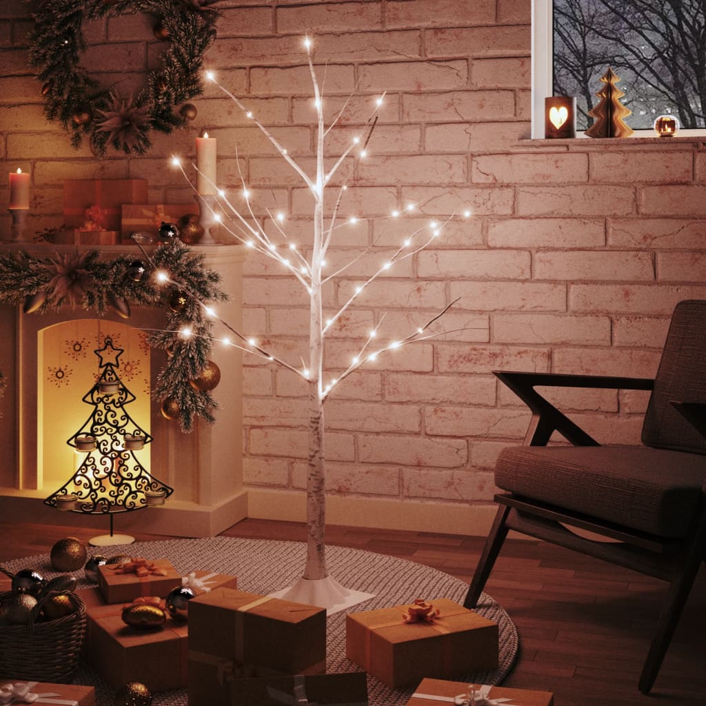 LED-bjørketre varmhvit 48 lysdioder 120 cm