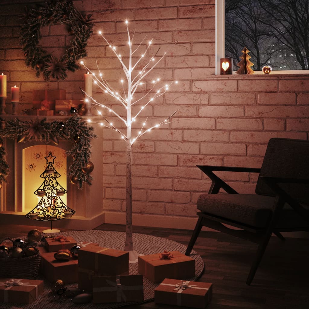 LED-bjørketre varmhvit 72 lysdioder 150 cm