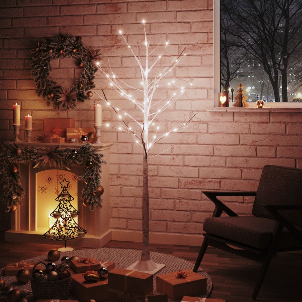 LED-bjørketre varmhvit 96 lysdioder 180 cm