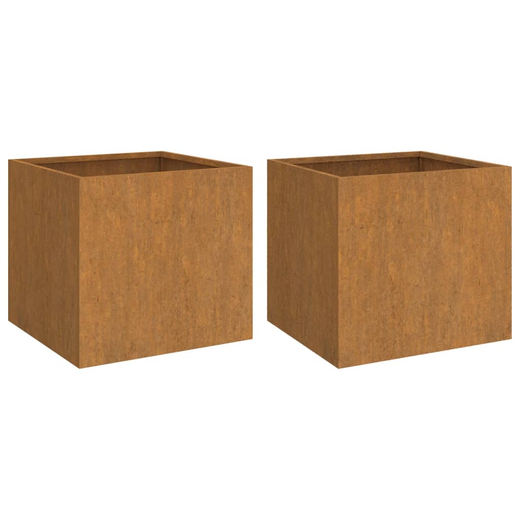 Plantekasser 2 stk 32x30x29 cm cortenstål