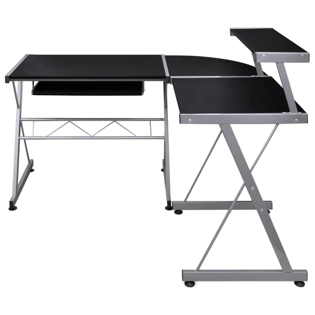 Databord hjørne svart 132x112x99 cm konstruert tre