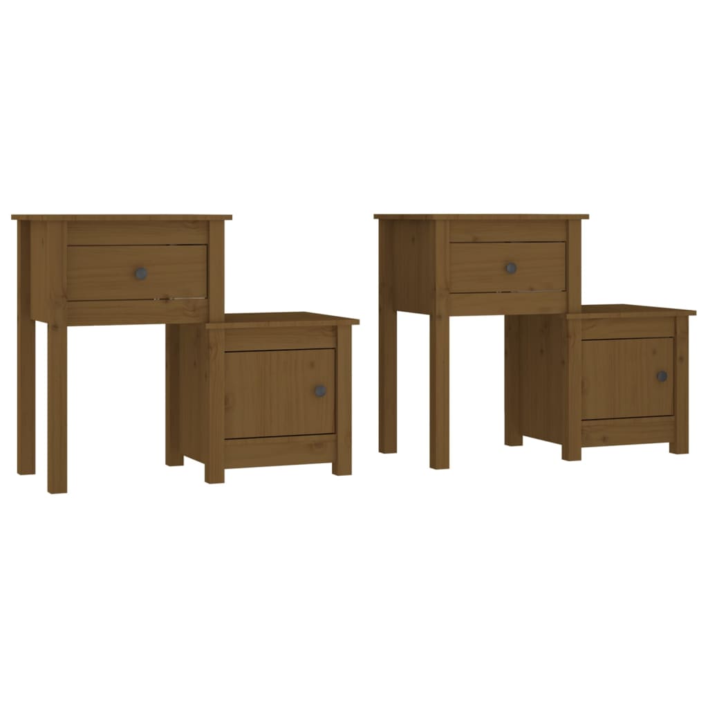 Nattbord 2 stk honningbrun 79,5x38x65,5 cm heltre furu