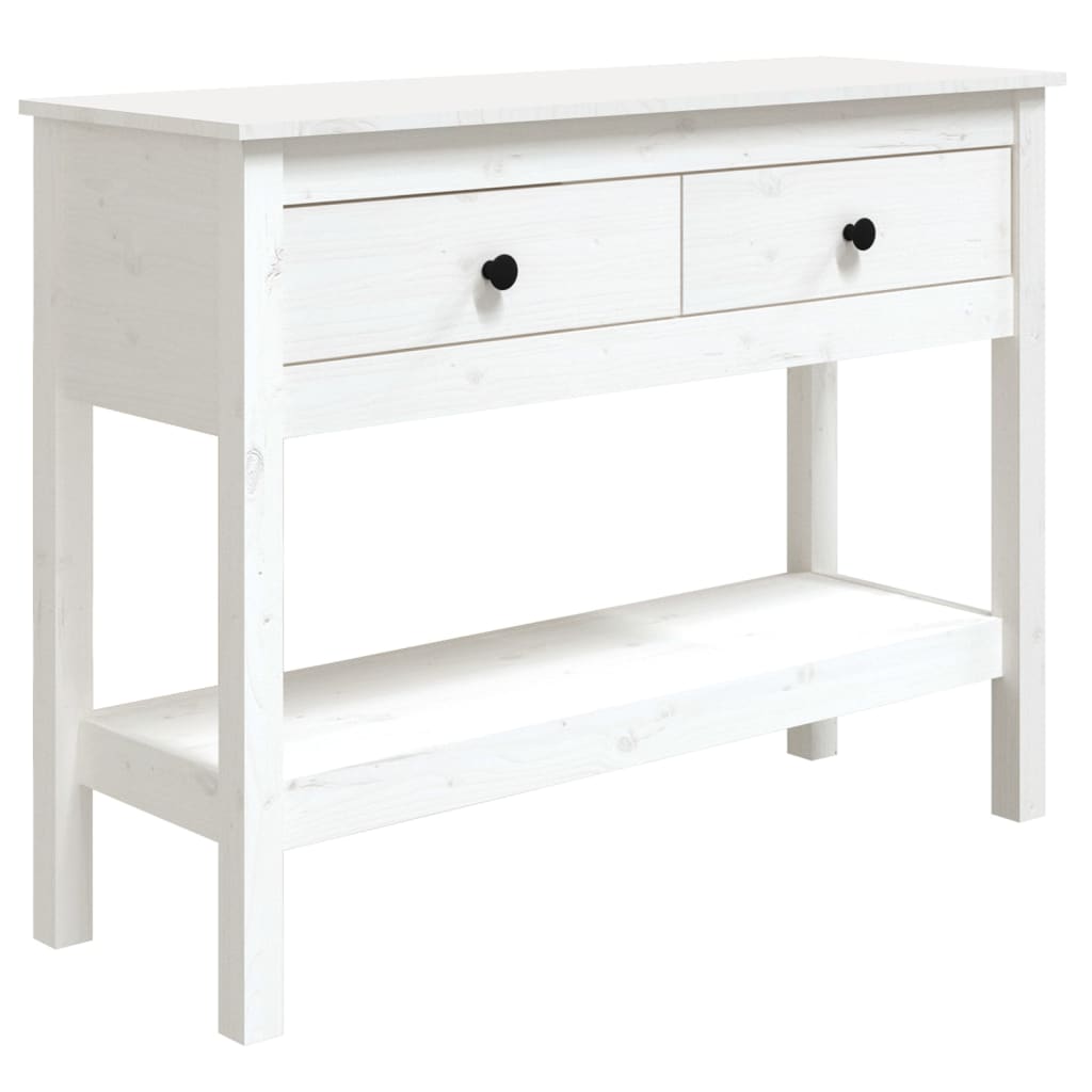Konsollbord hvit 100x35x75 cm heltre furu