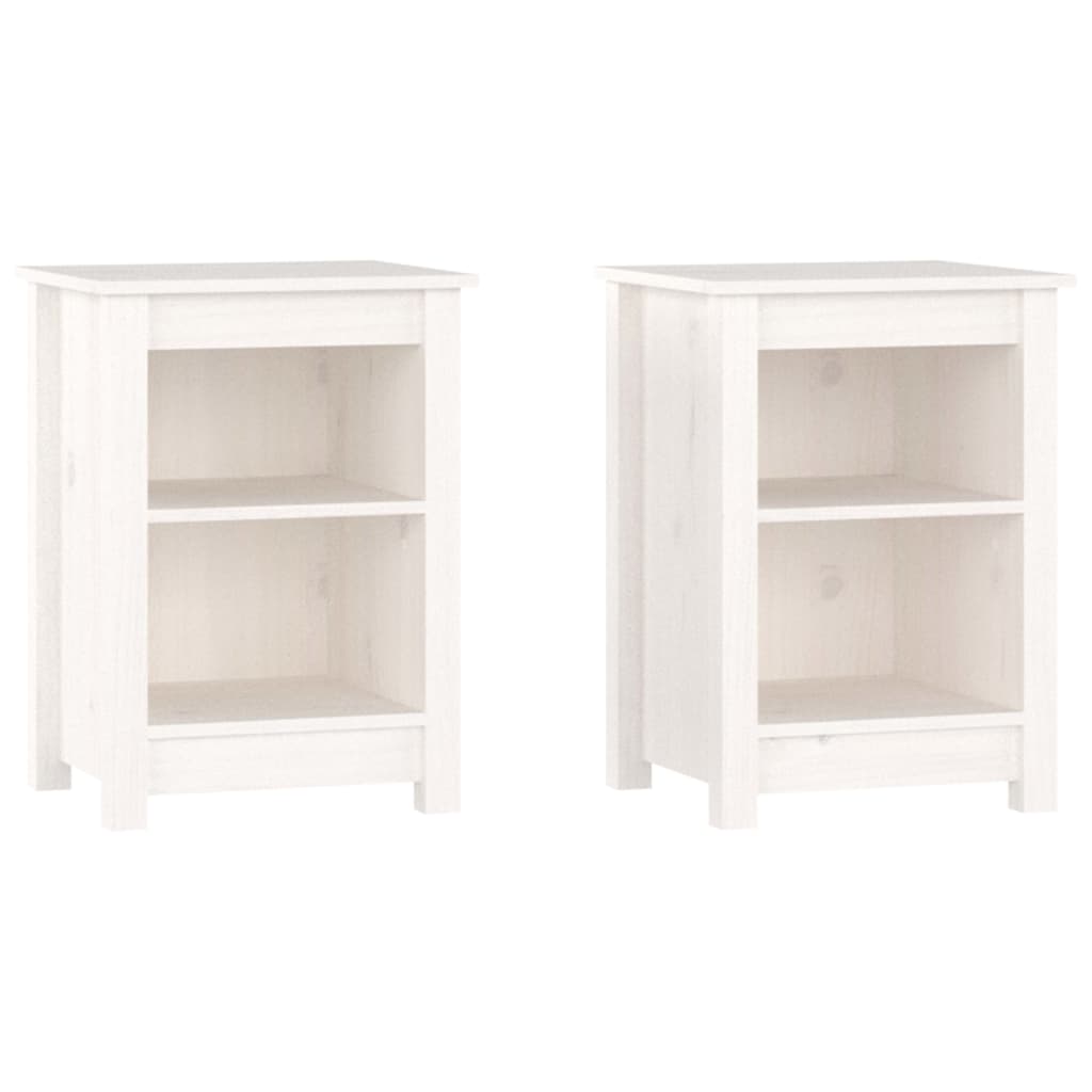 Nattbord 2 stk hvit 40x35x55 cm heltre furu