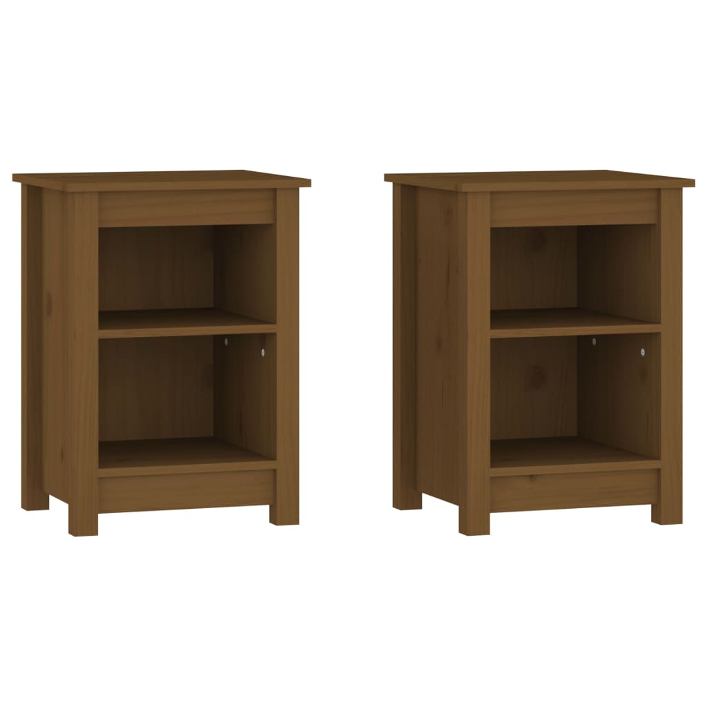 Nattbord 2 stk honningbrun 40x35x55 cm heltre furu