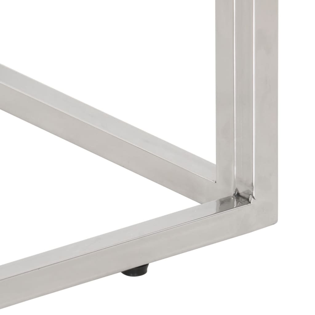 Konsollbord sølv rustfritt stål og gjenvunnet heltre