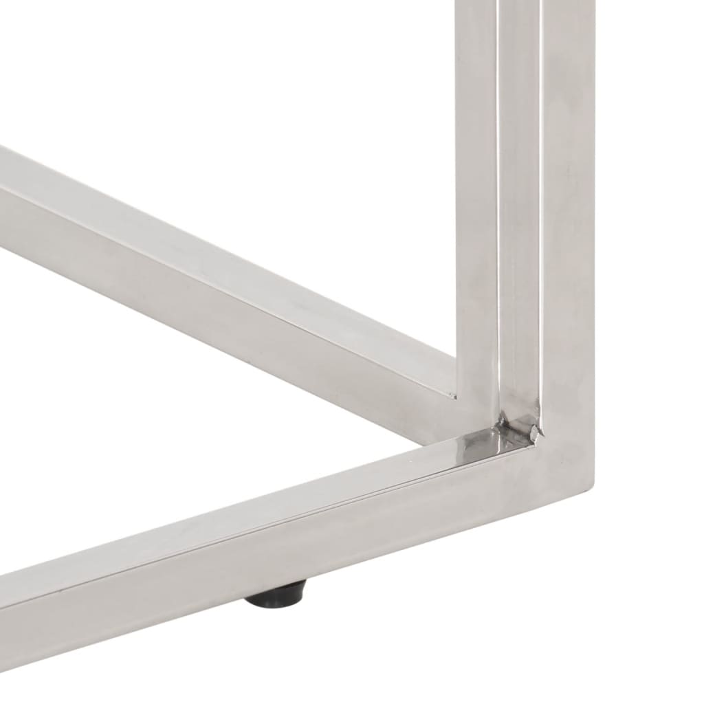 Konsollbord sølv rustfritt stål og gjenvunnet heltre