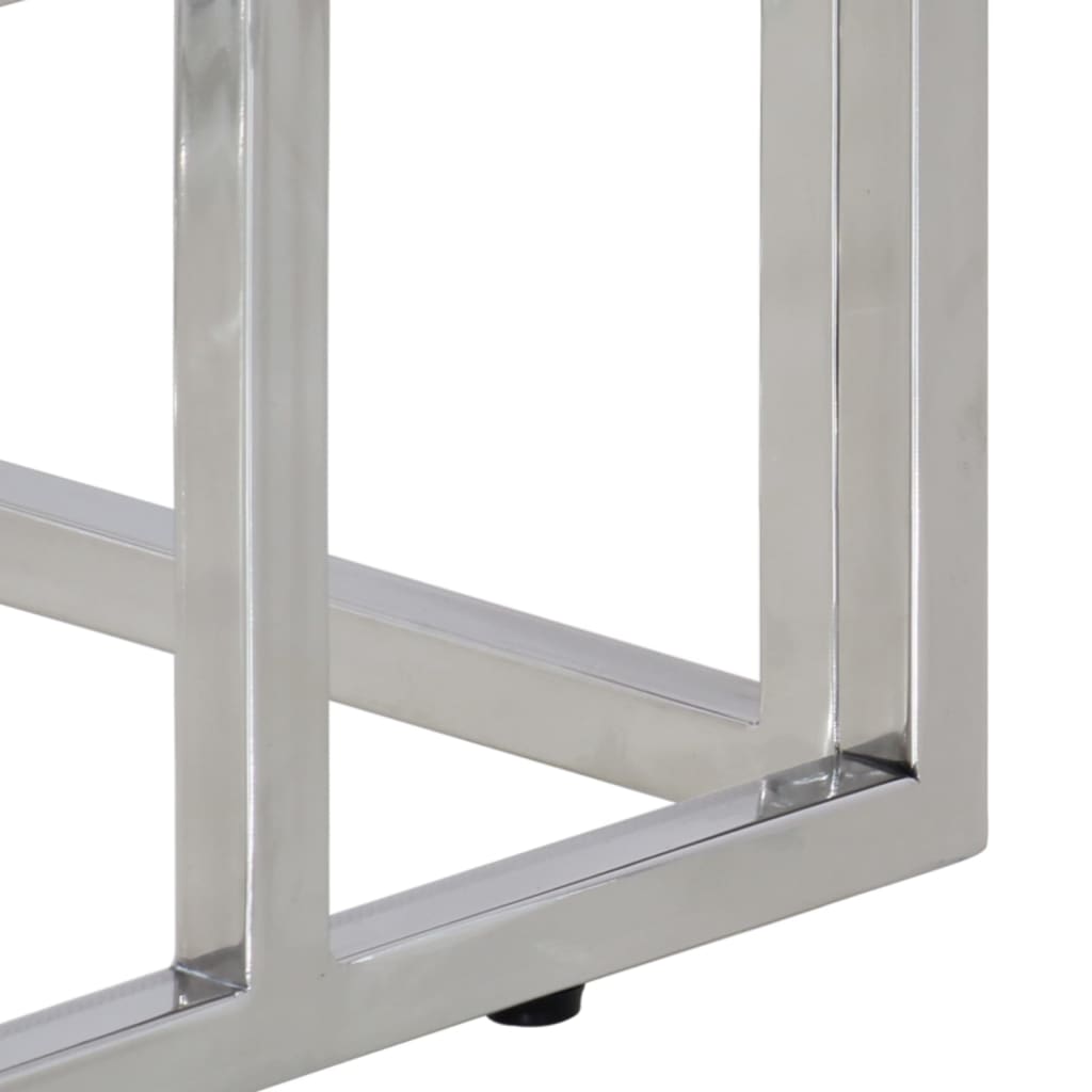 Konsollbord sølv rustfritt stål og herdet glass