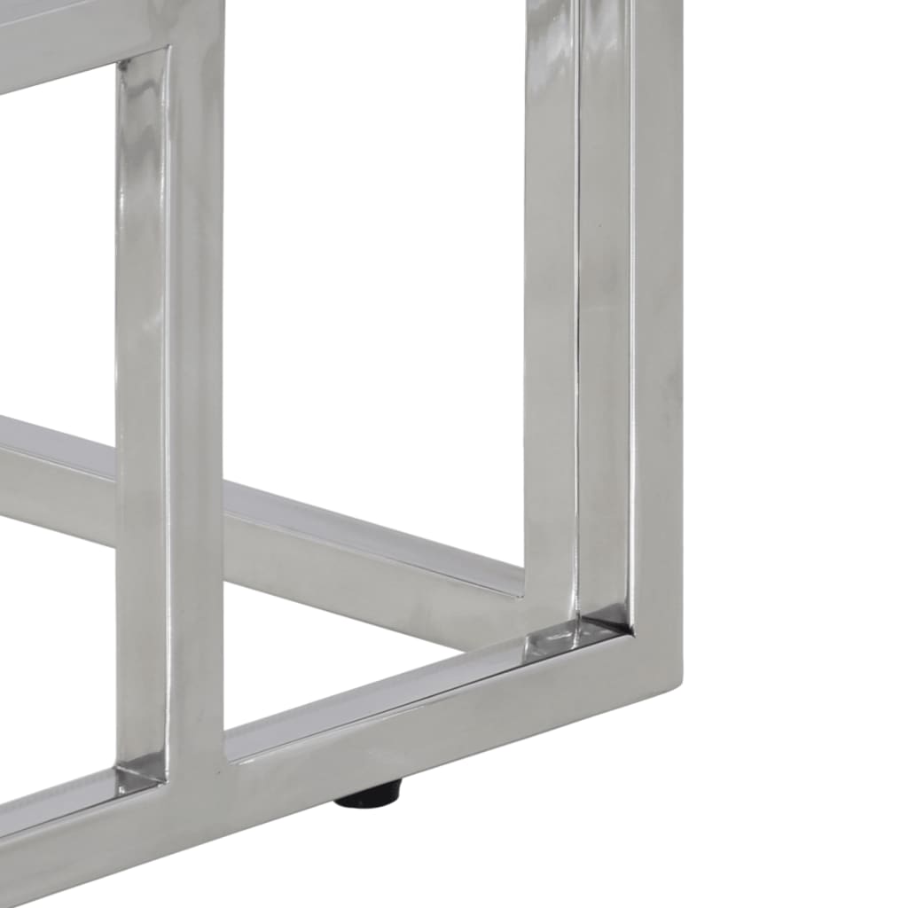 Konsollbord sølv rustfritt stål og heltre akasie