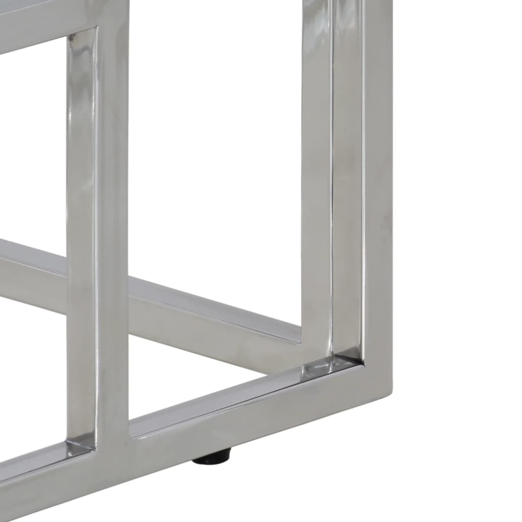 Konsollbord sølv rustfritt stål og gjenvunnet heltre