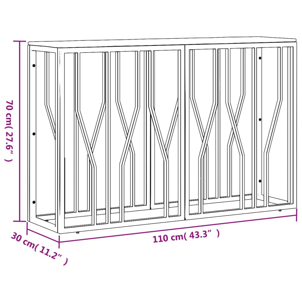Konsollbord sølv rustfritt stål og heltre akasie