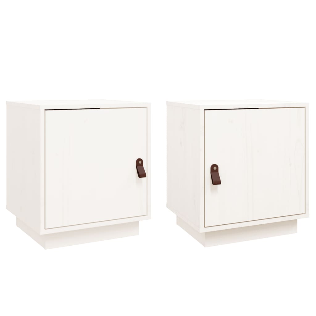 Nattbord 2 stk hvit 40x34x45 cm heltre furu
