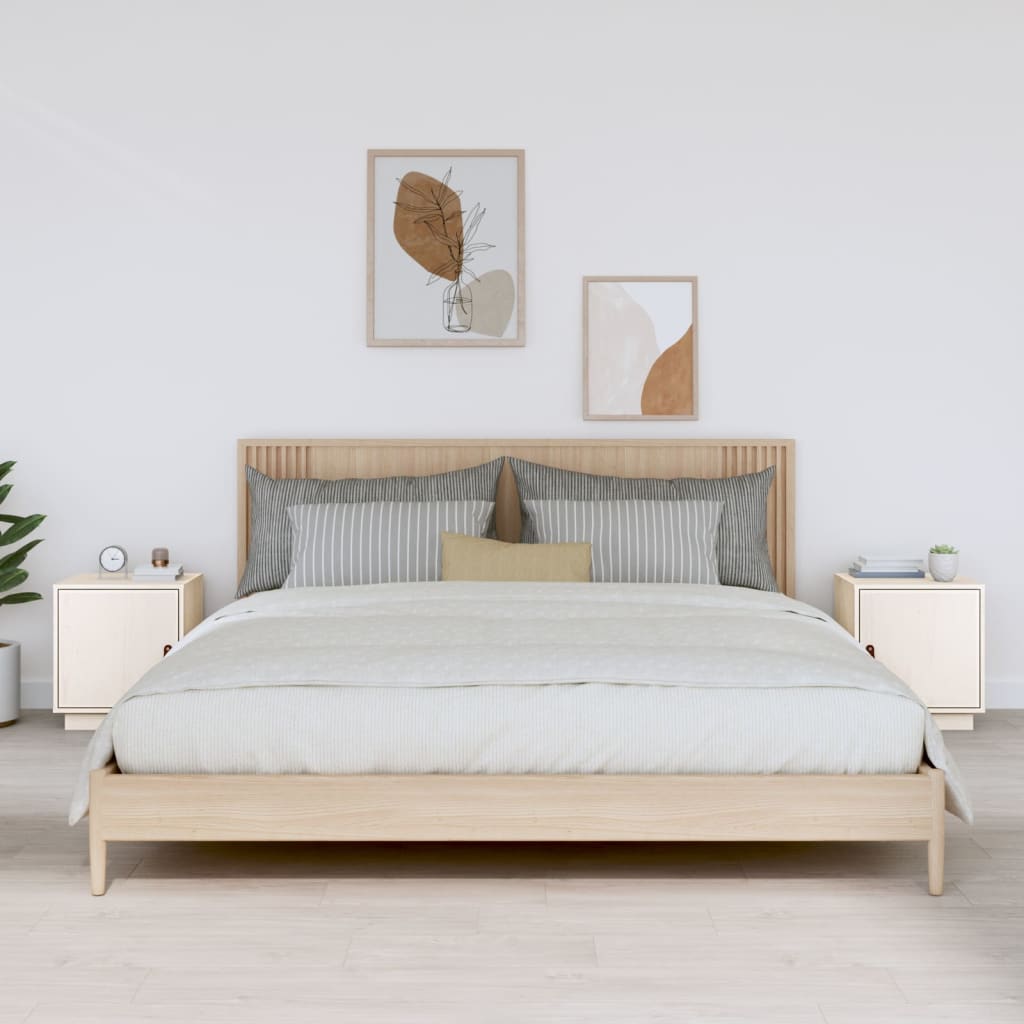 Nattbord 2 stk hvit 40x34x45 cm heltre furu