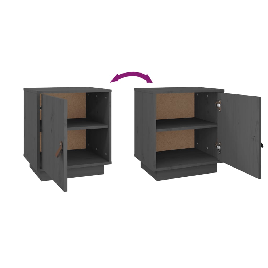 Nattbord 2 stk grå 40x34x45 cm heltre furu