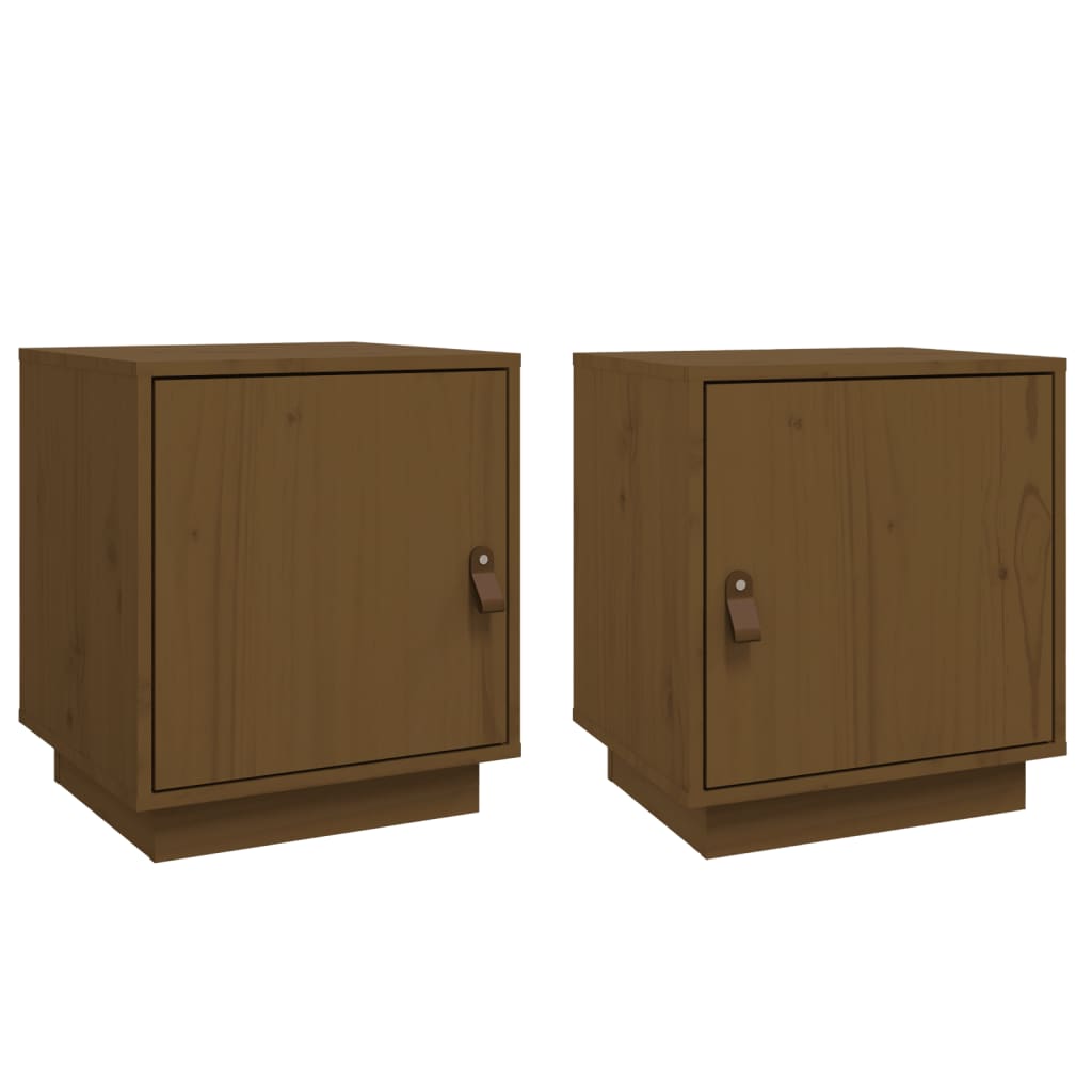 Nattbord 2 stk honningbrun 40x34x45 cm heltre furu