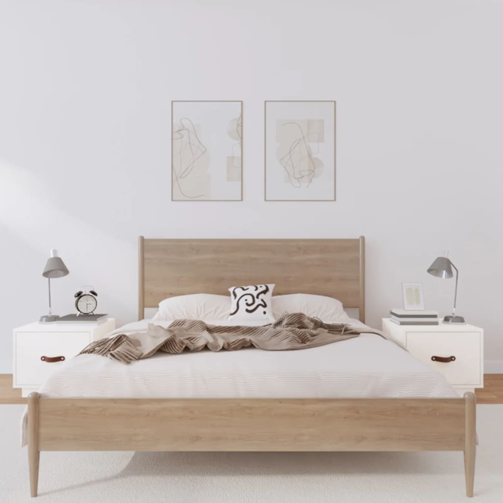 Nattbord 2 stk hvit 40x34x35 cm heltre furu