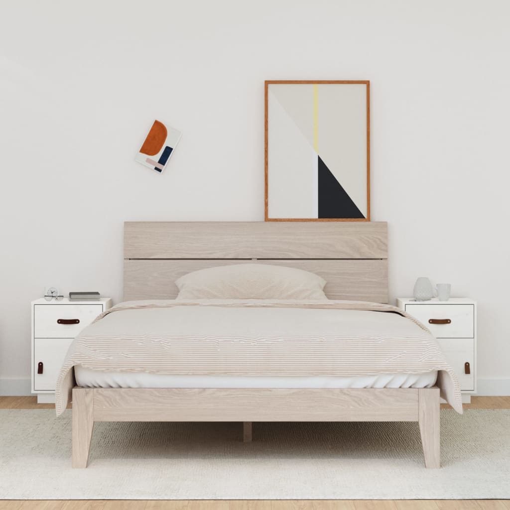 Nattbord 2 stk hvit 40x34x55 cm heltre furu