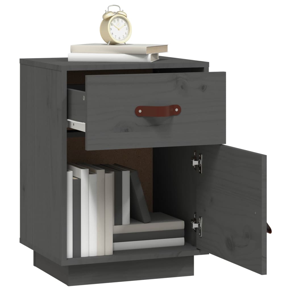 Nattbord 2 stk grå 40x34x55 cm heltre furu