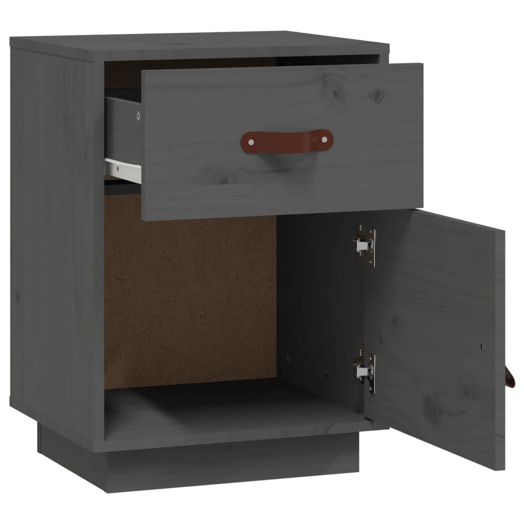 Nattbord 2 stk grå 40x34x55 cm heltre furu