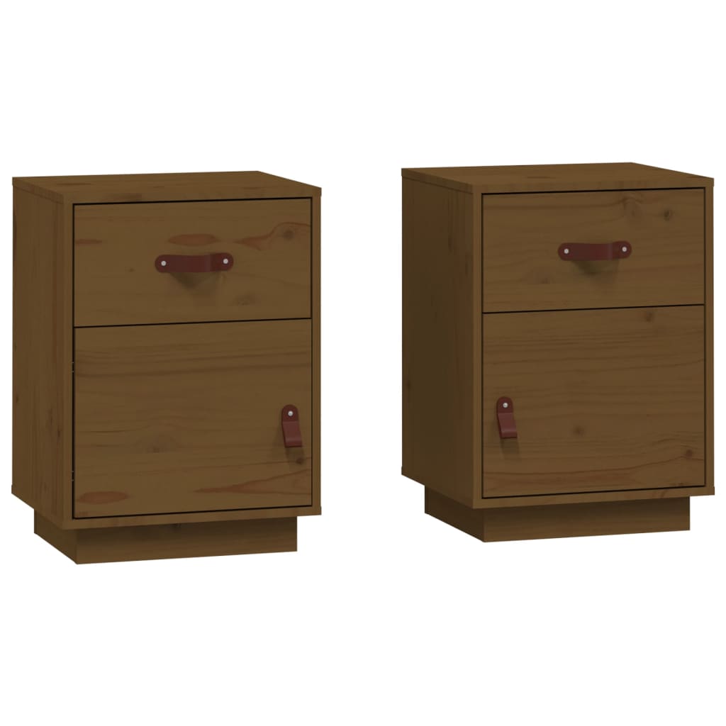 Nattbord 2 stk honningbrun 40x34x55 cm heltre furu