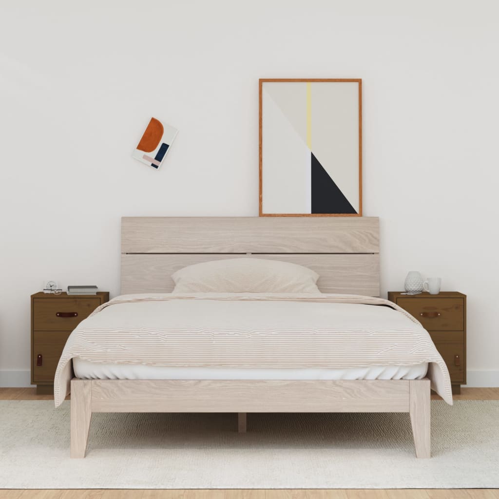 Nattbord 2 stk honningbrun 40x34x55 cm heltre furu