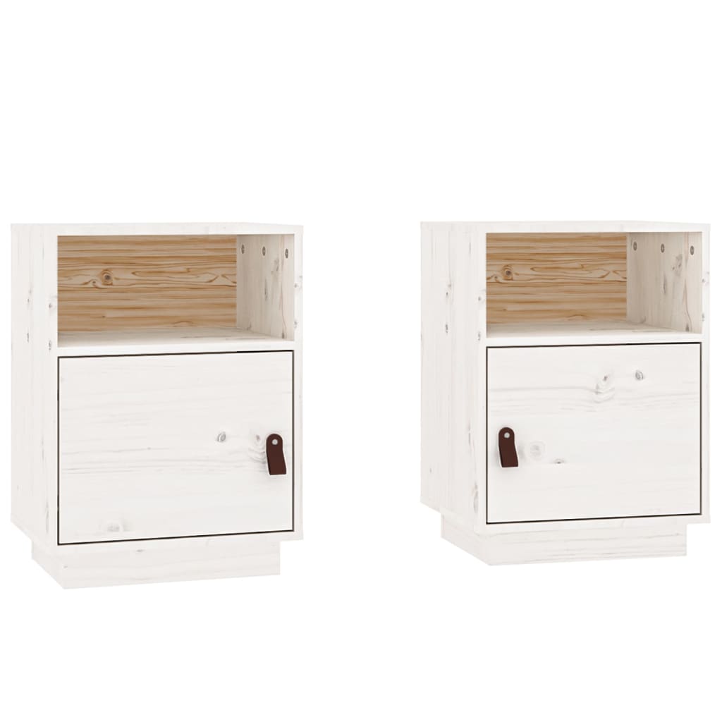 Nattbord 2 stk hvit 40x34x55 cm heltre furu