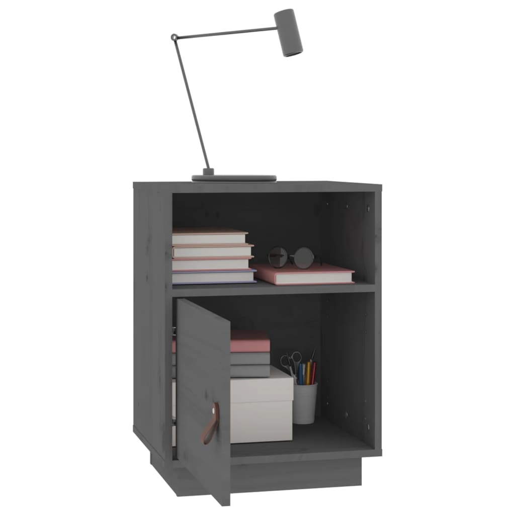 Nattbord 2 stk grå 40x34x55 cm heltre furu