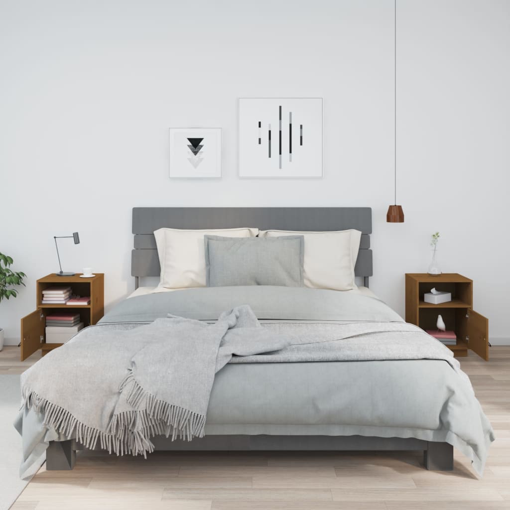 Nattbord 2 stk honningbrun 40x34x55 cm heltre furu