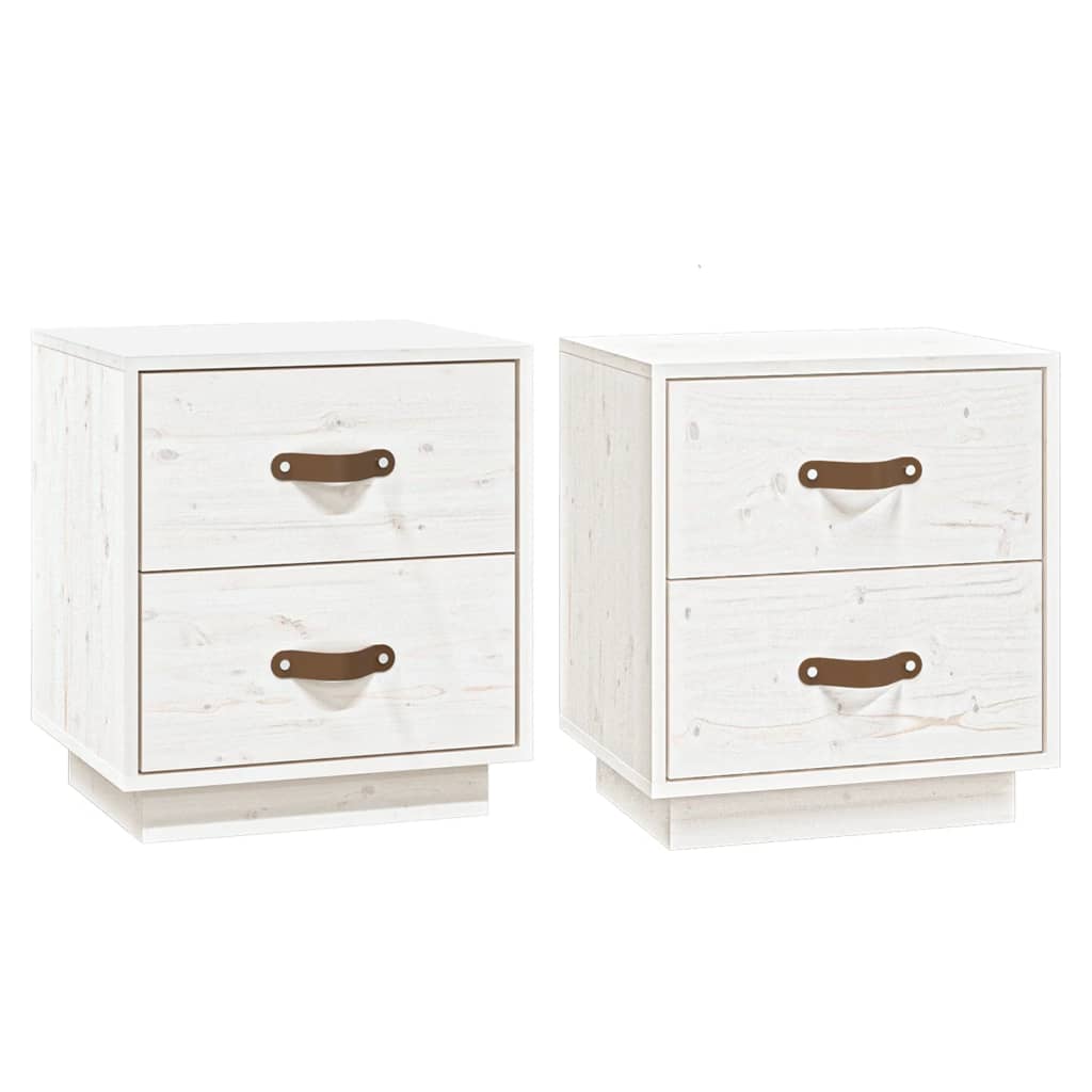 Nattbord 2 stk hvit 40x34x45 cm heltre furu