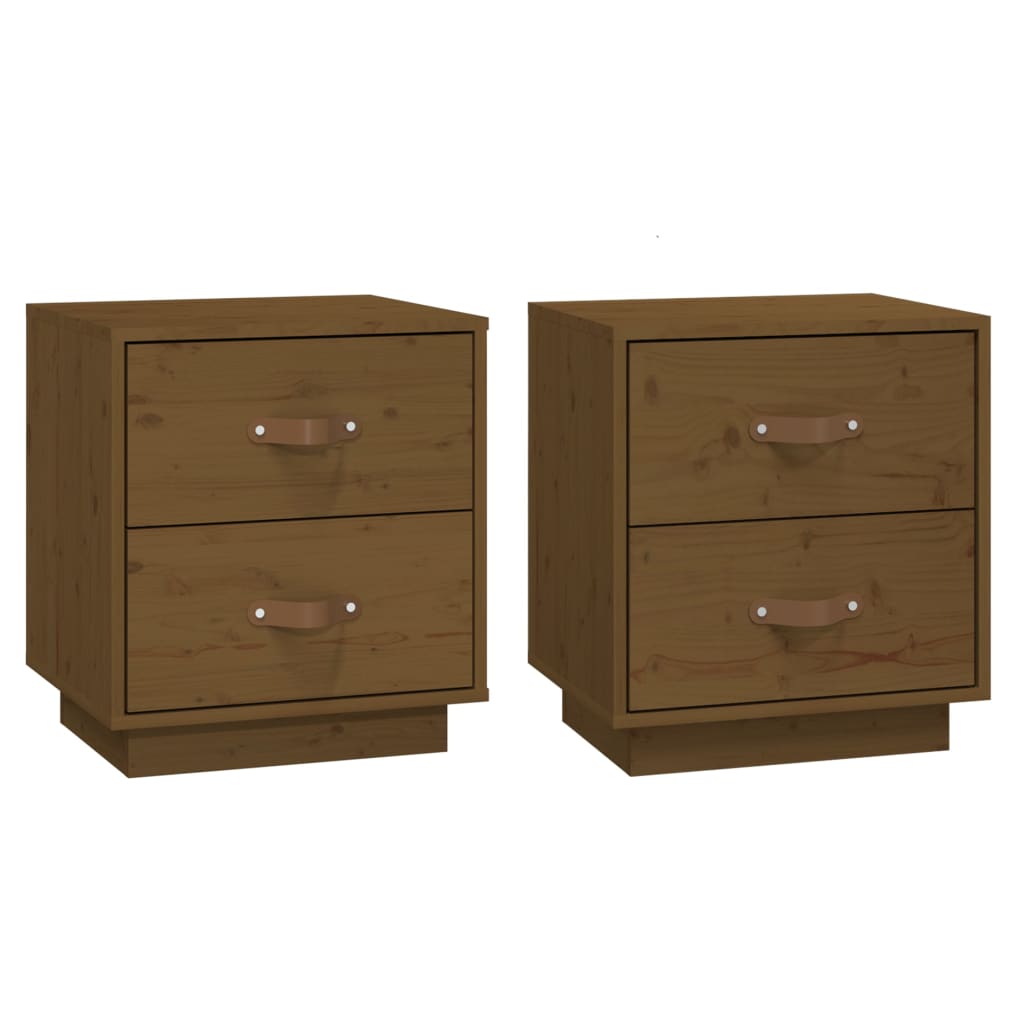 Nattbord 2 stk honningbrun 40x34x45 cm heltre furu
