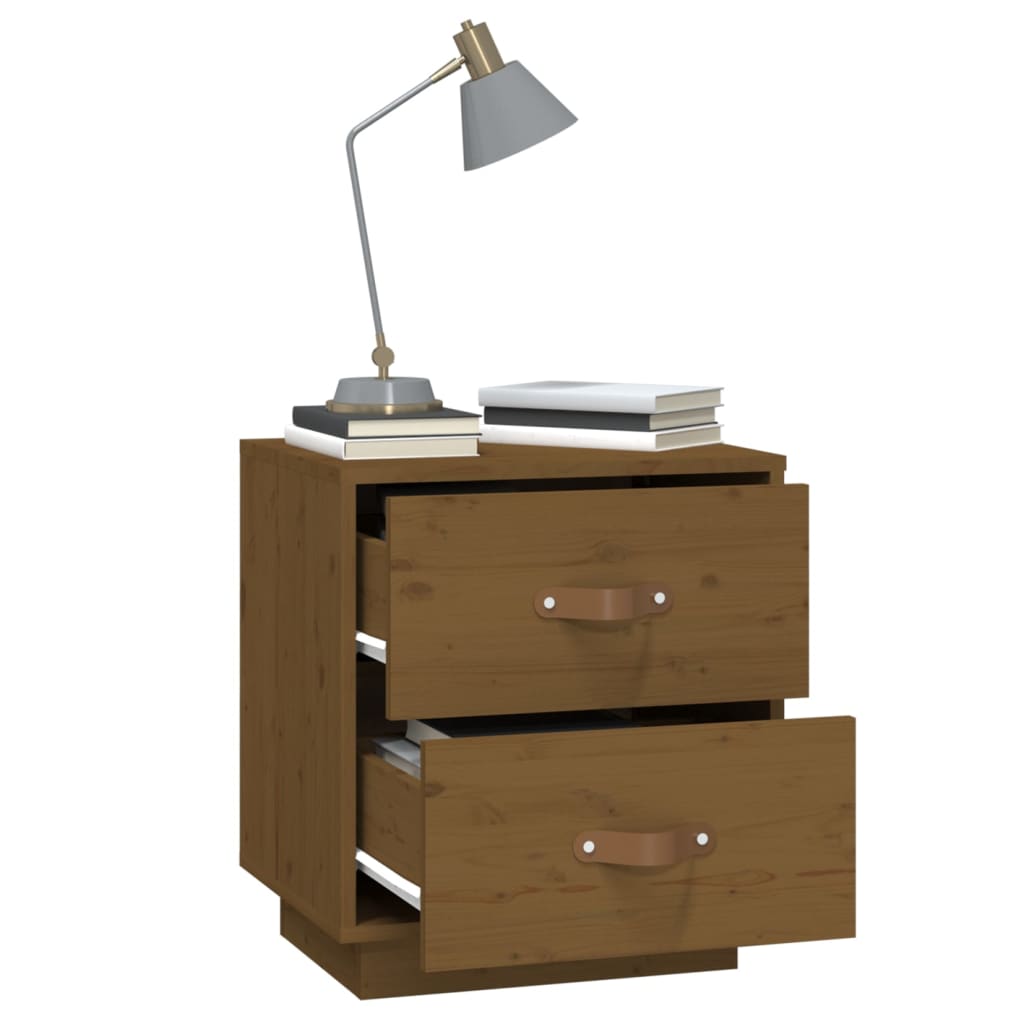 Nattbord 2 stk honningbrun 40x34x45 cm heltre furu