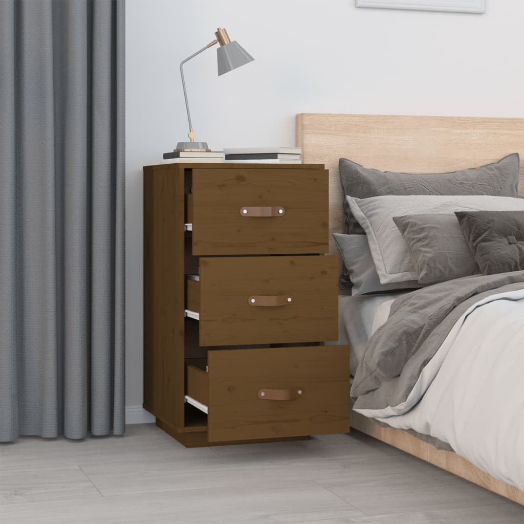 Nattbord 2 stk honningbrun 40x40x75 cm heltre furu