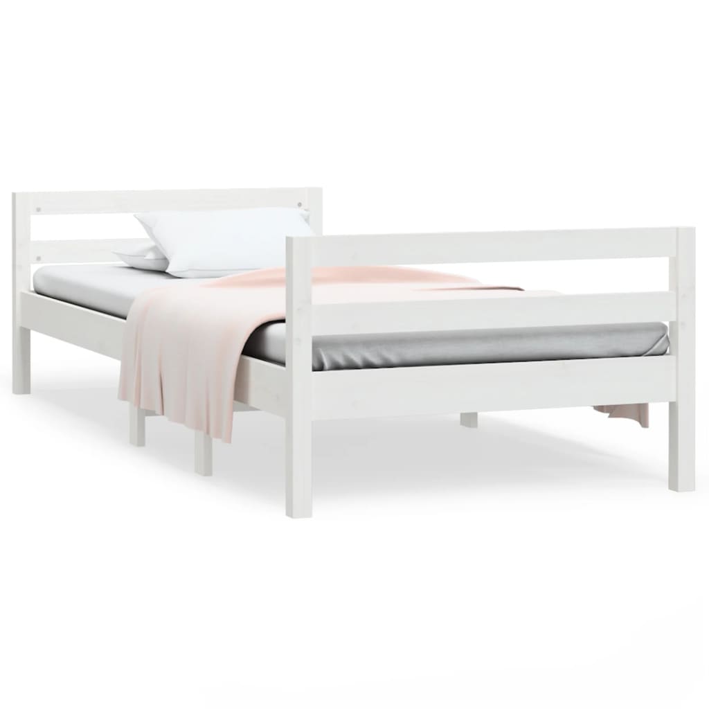 Sengeramme hvit 90x190 cm heltre furu