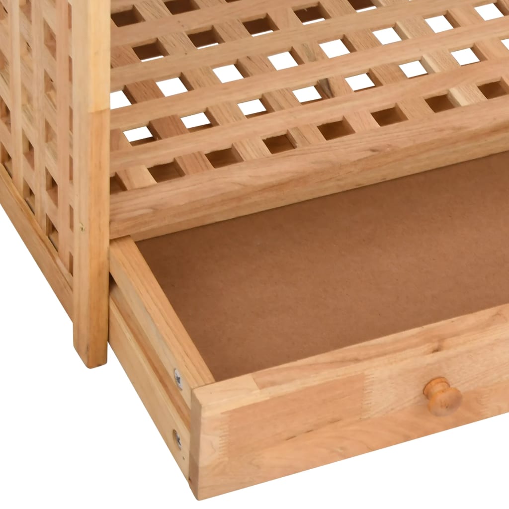 Skohylle med skuff 70x27x81 cm heltre valnøtt