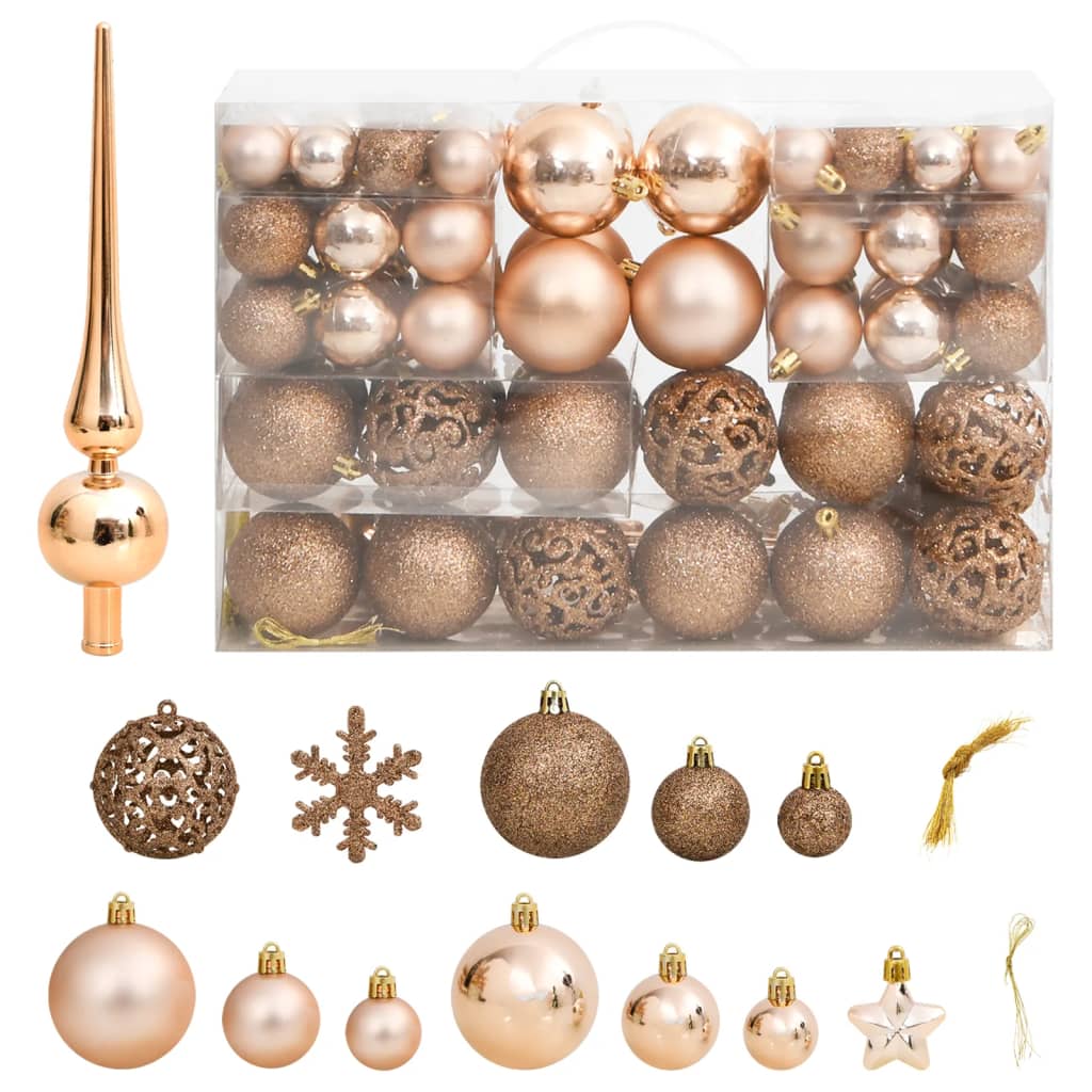 Julekulesett 111 deler rosegull polystyren