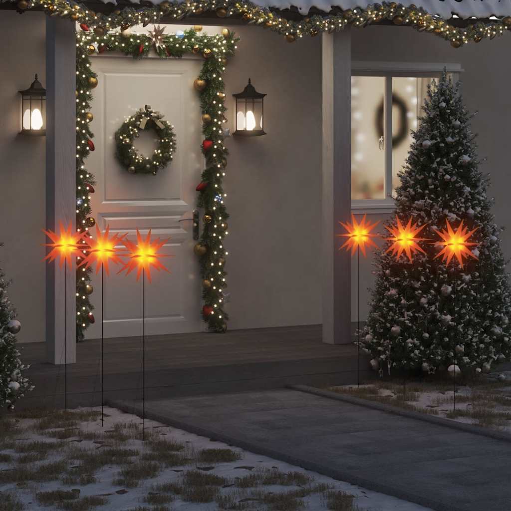 Julelys med plugger og LED 3 stk foldbar rød 35 cm