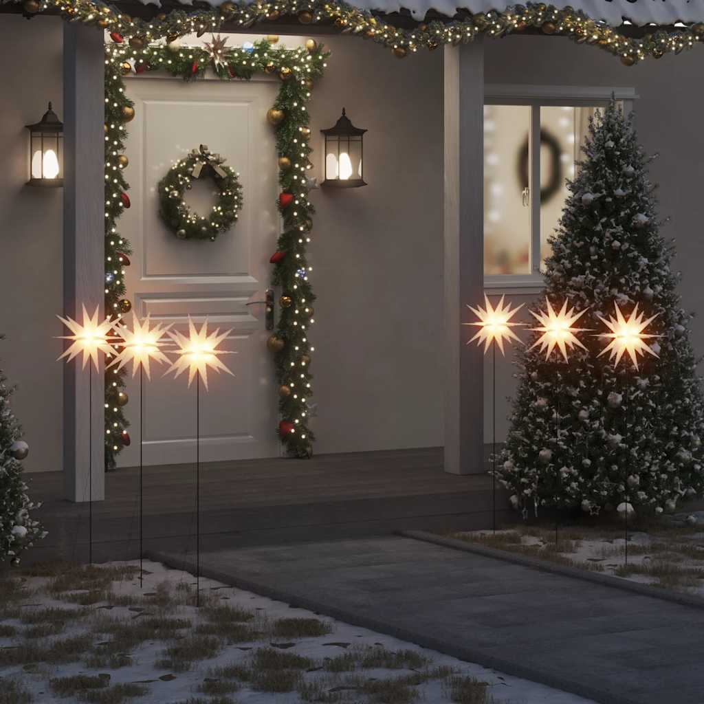 Julelys med plugger og LED 3 stk foldbar hvit 35 cm