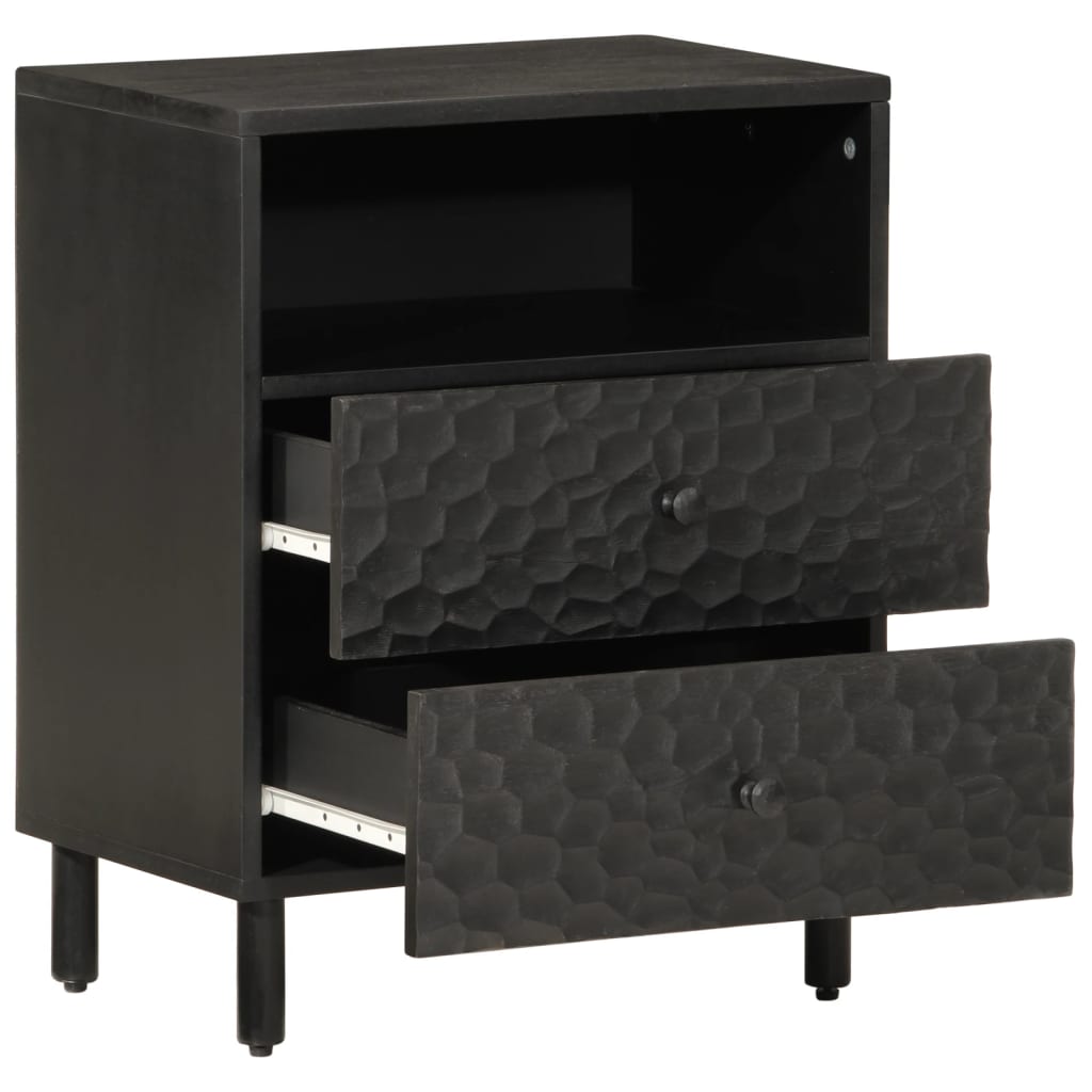 Nattbord svart 50x33x60 cm heltre mango