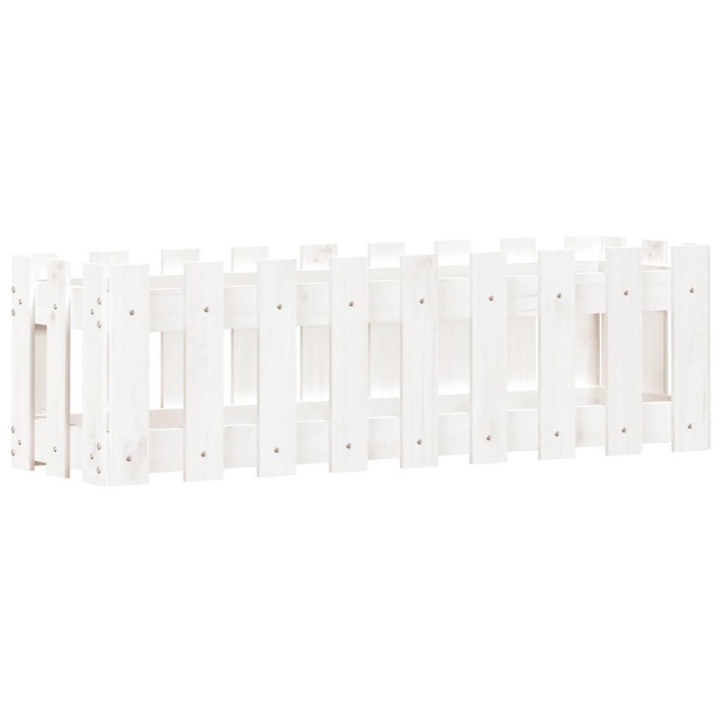 Høybed med gjerdedesign hvit 100x30x30 cm heltre furu