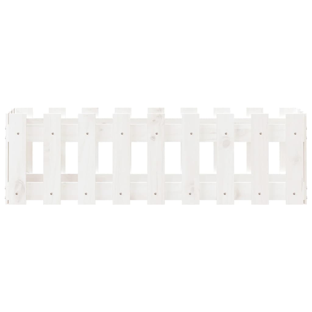 Høybed med gjerdedesign hvit 100x30x30 cm heltre furu